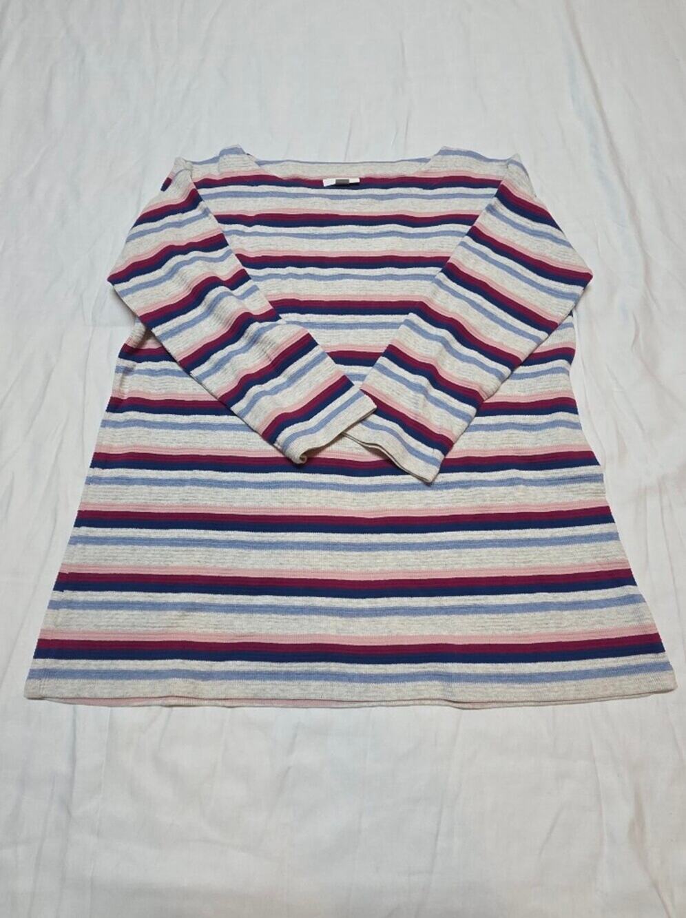 J. Jill Striped Knit Top in Cream, Navy, Light Blue & Pink